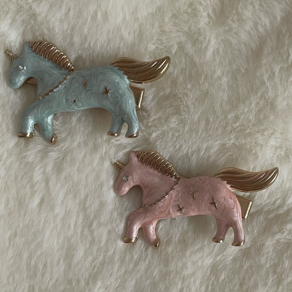 🦄 ✨🦄 KAWAÏÏ URBAN OUTFITERS Metal Unicorn Hair Clips - Picture 2 of 6